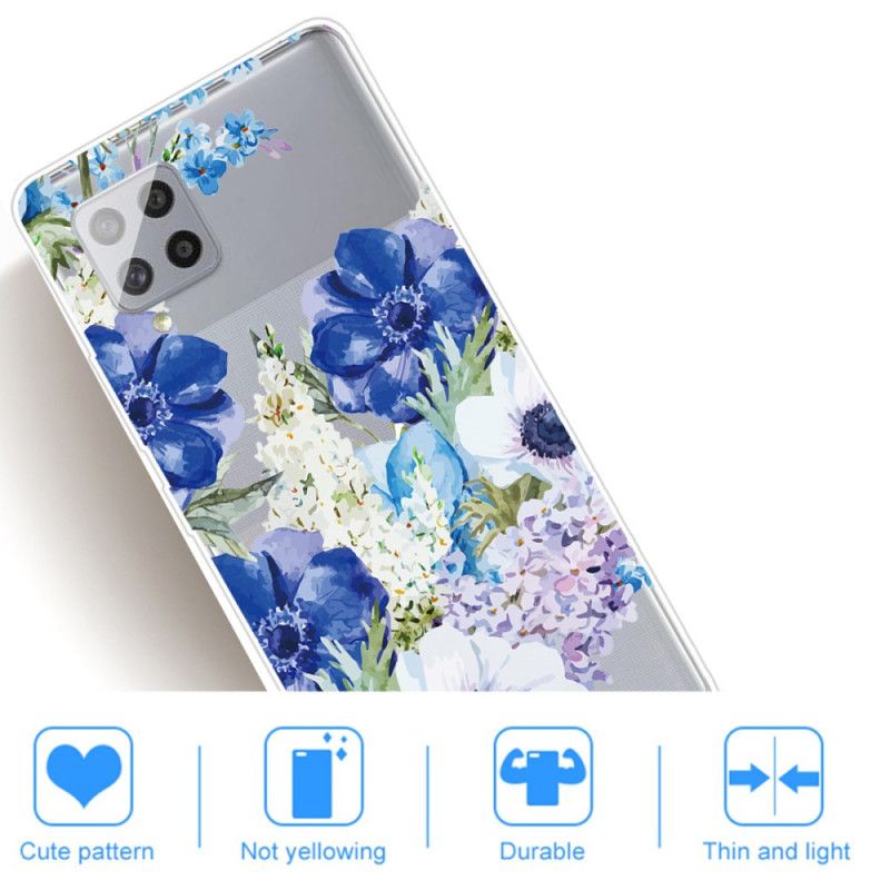 Deksel Samsung Galaxy A42 5G Gjennomsiktige Akvarellblå Blomster