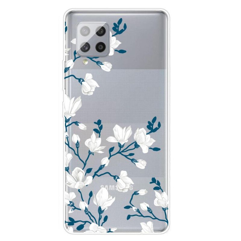 Deksel Samsung Galaxy A42 5G Hvite Blomster