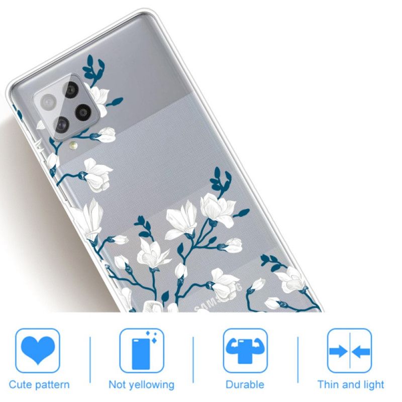 Deksel Samsung Galaxy A42 5G Hvite Blomster