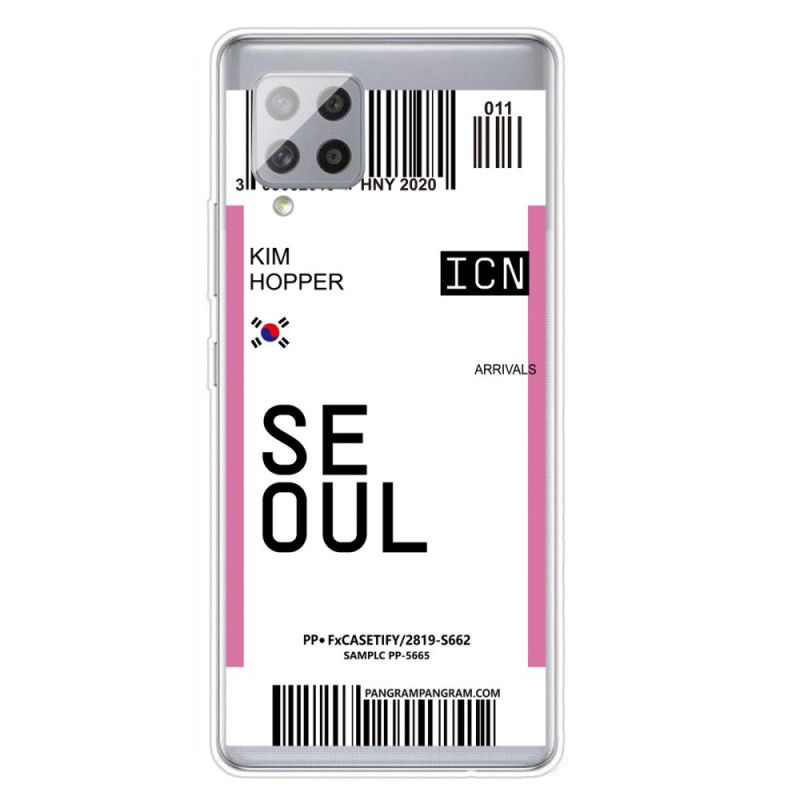 Deksel Samsung Galaxy A42 5G Magenta Boardingkort Til Seoul Beskyttelse