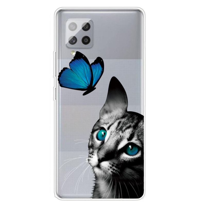 Deksel Samsung Galaxy A42 5G Mobildeksel Katt Og Sommerfugl
