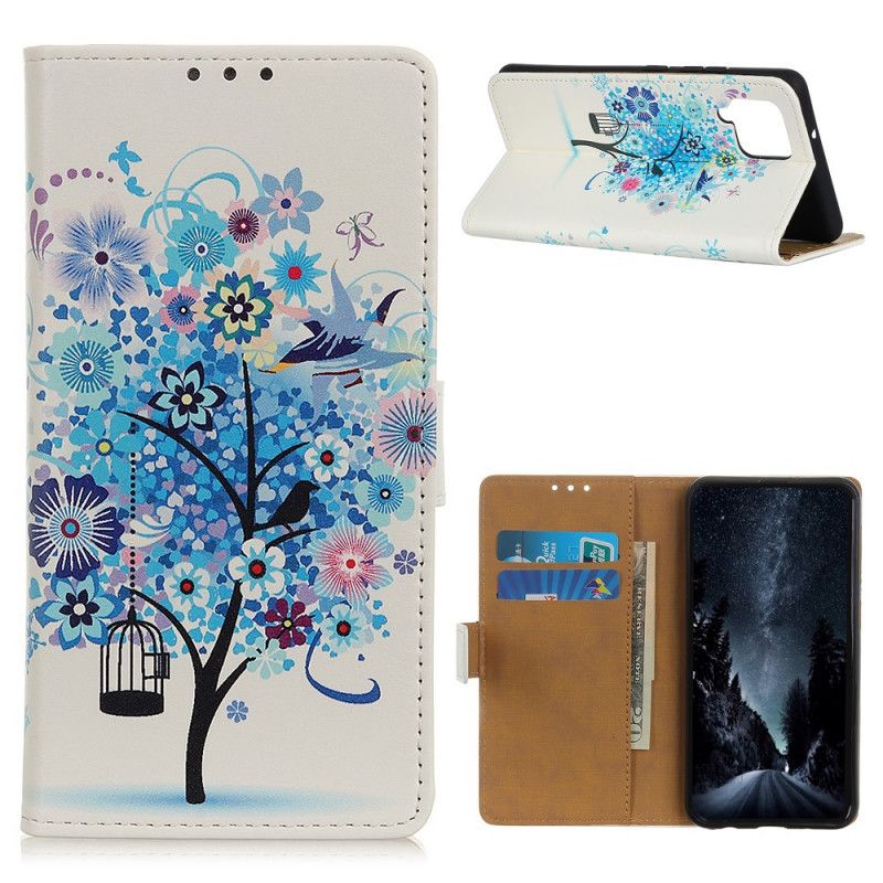 Folio Deksel for Samsung Galaxy A42 5G Oransje Blomstrende Tre