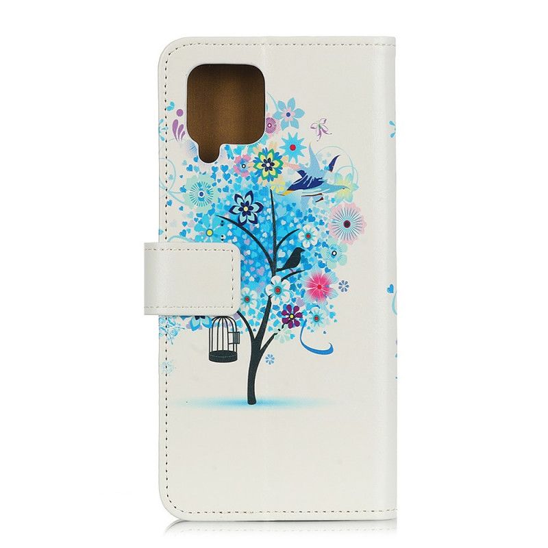 Folio Deksel for Samsung Galaxy A42 5G Oransje Blomstrende Tre