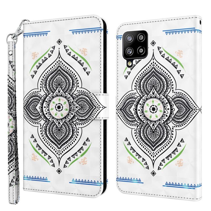 Lærdeksel Folio Deksel Samsung Galaxy A42 5G Lys Flekker Mandala Med Stropp