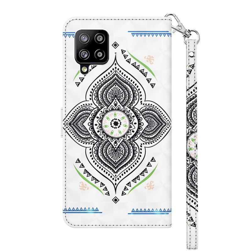 Lærdeksel Folio Deksel Samsung Galaxy A42 5G Lys Flekker Mandala Med Stropp