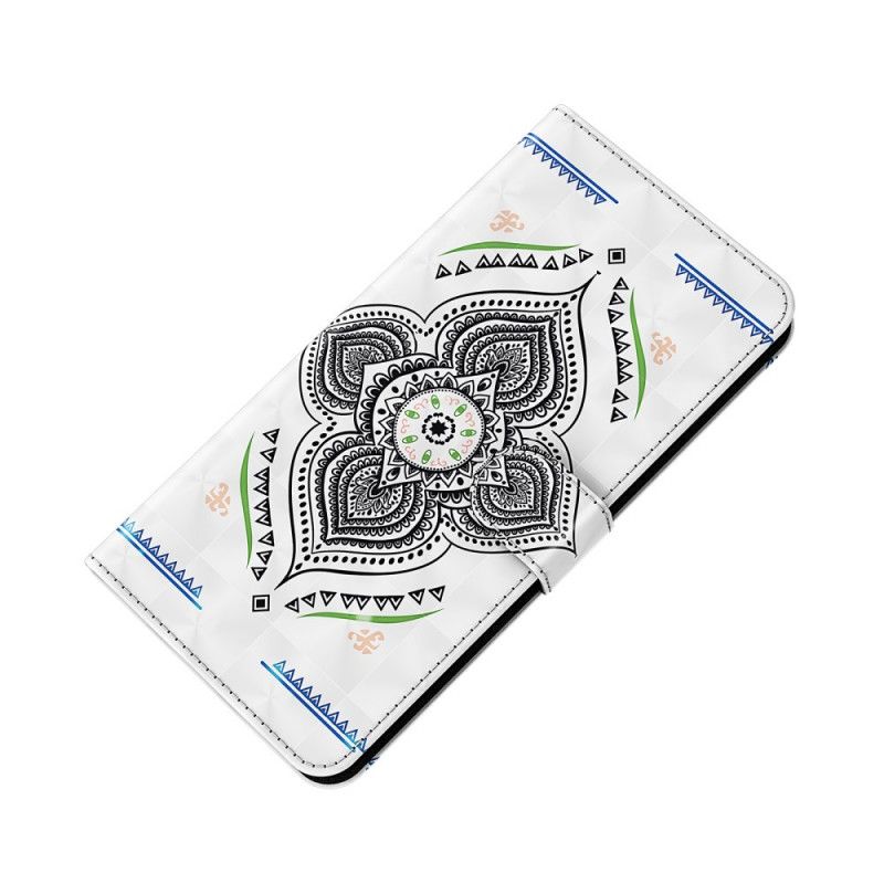 Lærdeksel Folio Deksel Samsung Galaxy A42 5G Lys Flekker Mandala Med Stropp