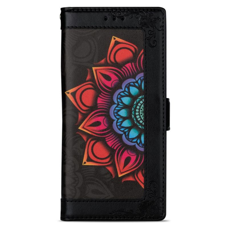 Lærdeksel Folio Deksel Samsung Galaxy A42 5G Svart Mandala Dekorasjon Med Tanga