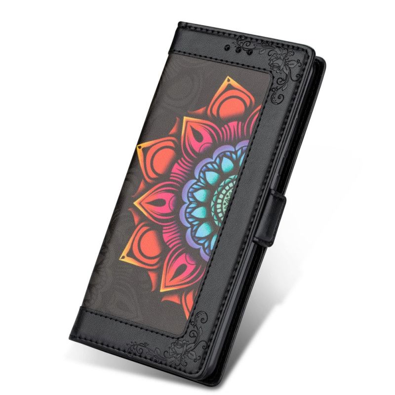 Lærdeksel Folio Deksel Samsung Galaxy A42 5G Svart Mandala Dekorasjon Med Tanga