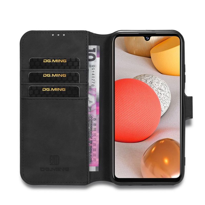 Lærdeksel Folio Deksel Samsung Galaxy A42 5G Svart Mobildeksel Retro Dg.Ming