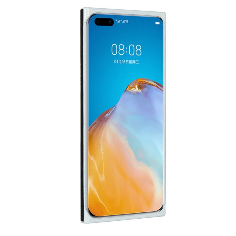 Deksel Huawei P40 Pro Plus Svart Ekte Litcheskinn Med Stropp Beskyttelse