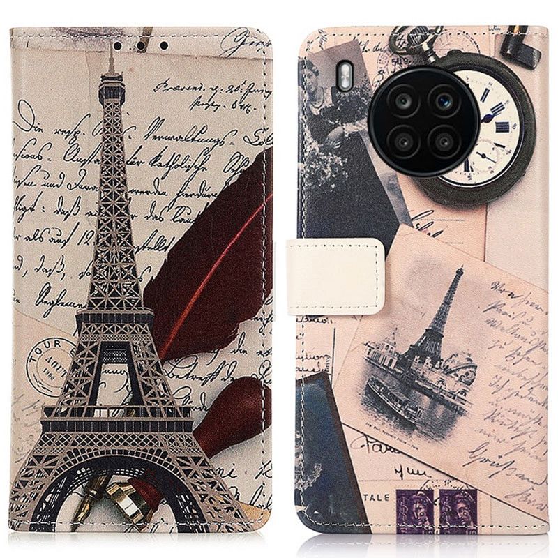 Folio Deksel Huawei Nova 8i / Honor 50 Lite Eiffeltårnet Til Poeten