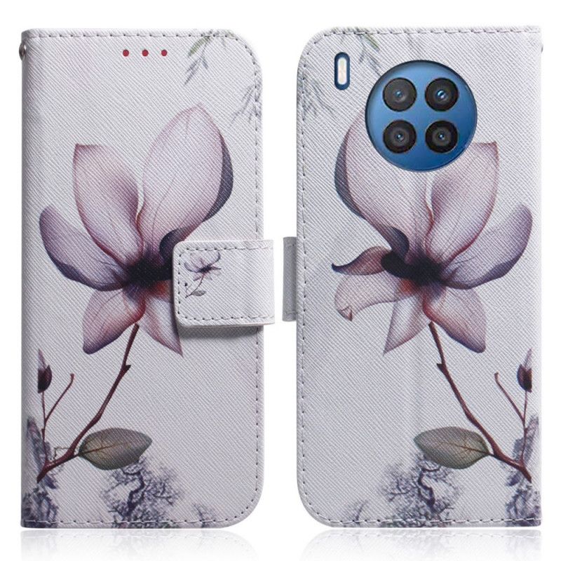 Folio Deksel Huawei Nova 8i / Honor 50 Lite Gammel Rosa Blomst Beskyttelse Deksel