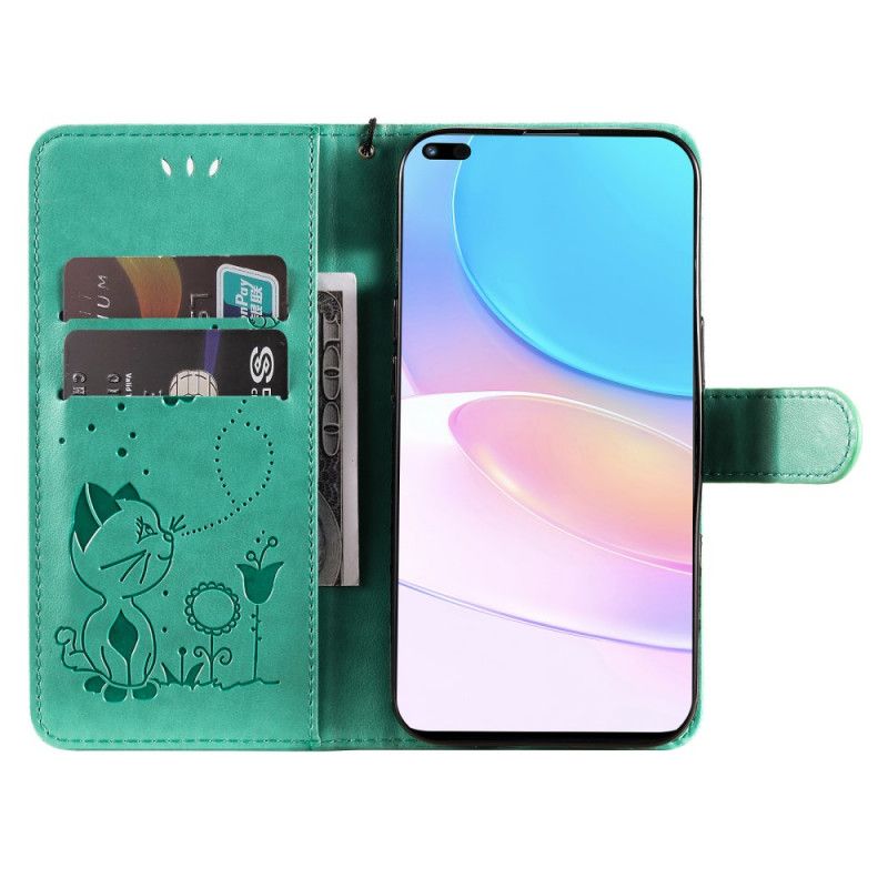 Folio Deksel Til Huawei Nova 8i / Honor 50 Lite Cat And Bee Thong