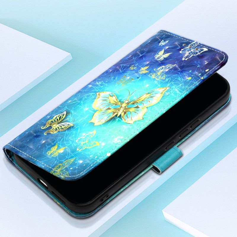 Folio Deksel Oppo Reno 11 Pro 5g Gylne Sommerfugler Beskyttelse Deksel