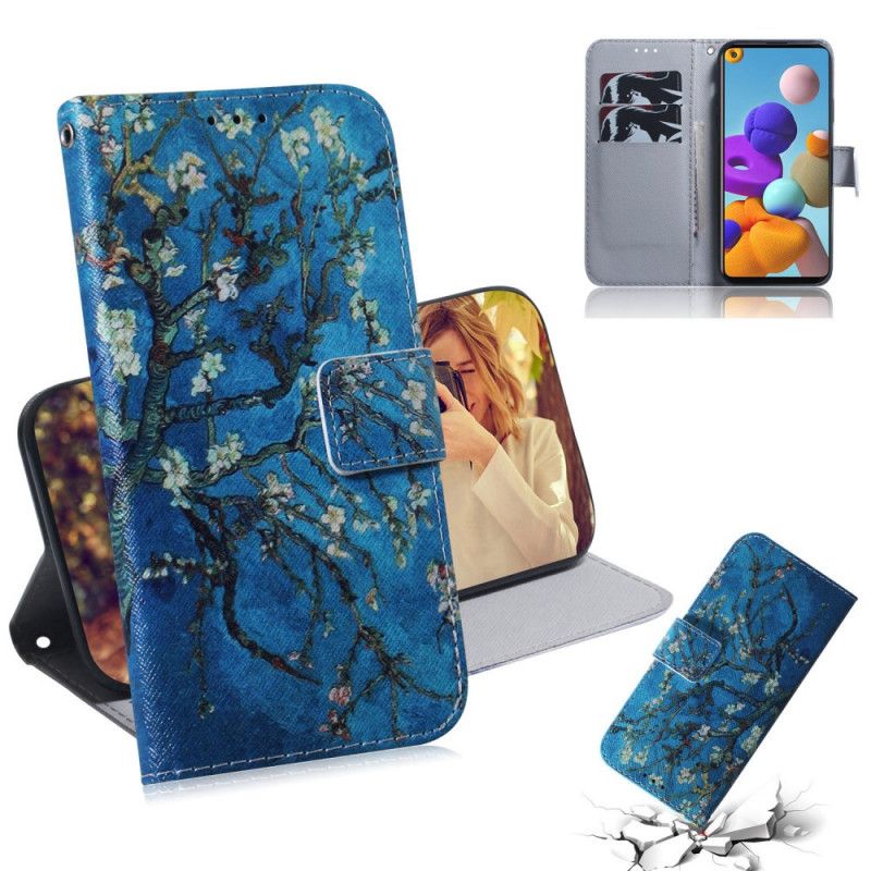 Folio Deksel for Samsung Galaxy A21s Blomstrende Tregren