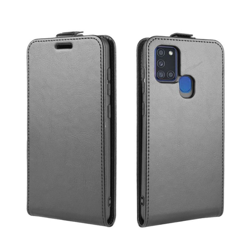 Folio Deksel for Samsung Galaxy A21s Svart Sammenleggbar Skinneffekt