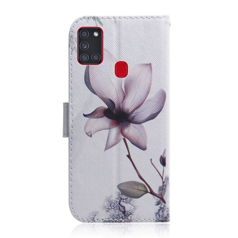 Folio Deksel Samsung Galaxy A21s Gammel Roseblomst