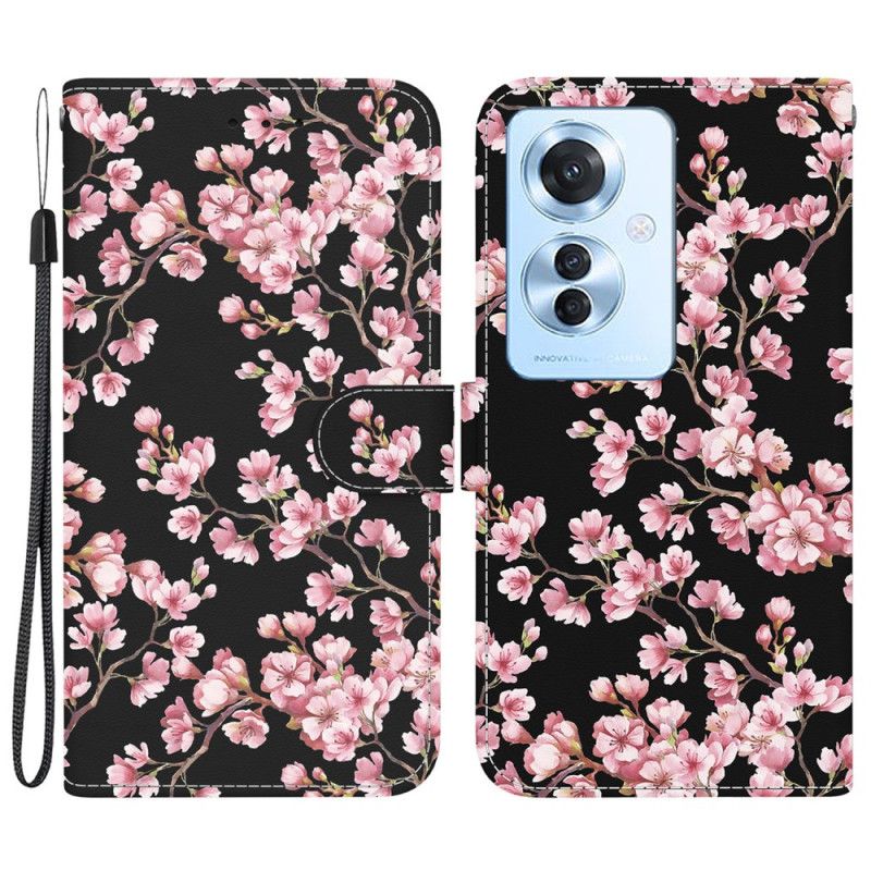 Folio Deksel Oppo Reno 11f 5g Plommeblomster Med Stropp