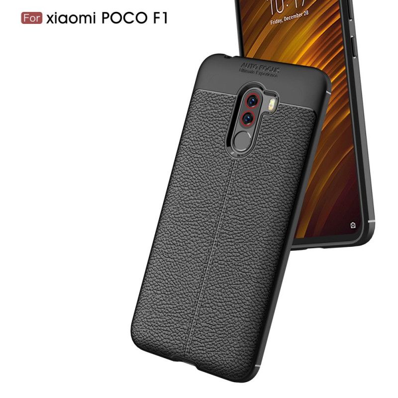 Deksel Xiaomi Pocophone F1 Svart Dobbeltlinjet Litchi-Effekt