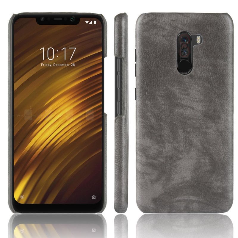 Deksel Xiaomi Pocophone F1 Svart Litchi-Skinneffekt