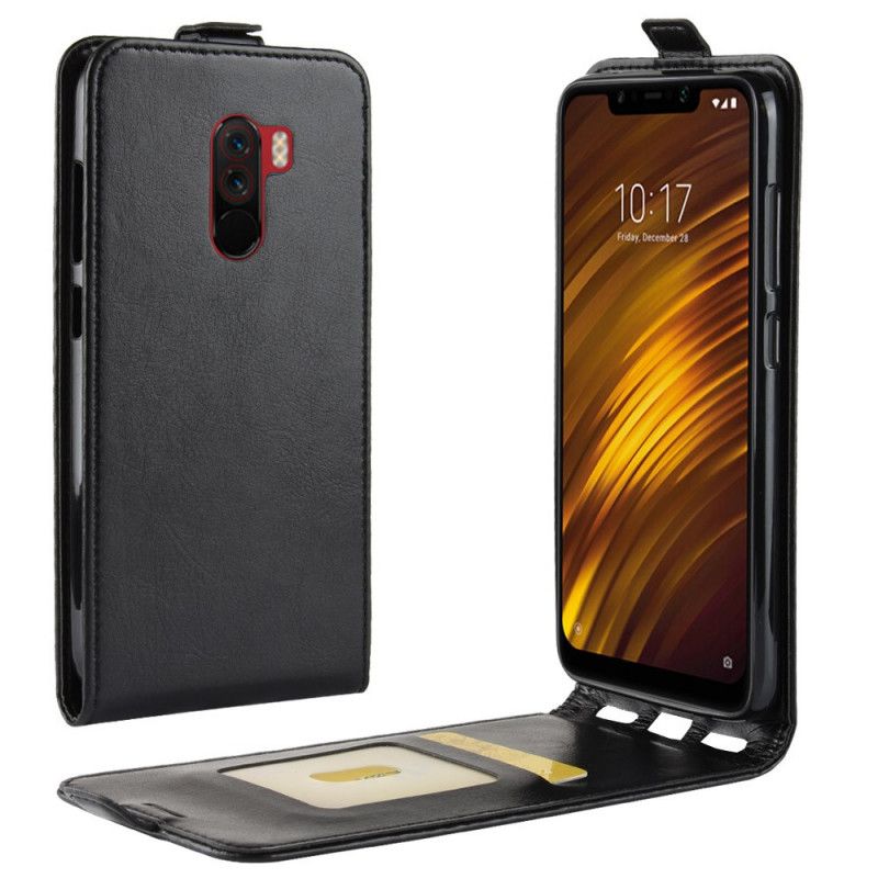 Folio Deksel Xiaomi Pocophone F1 Svart Sammenleggbar Skinneffekt