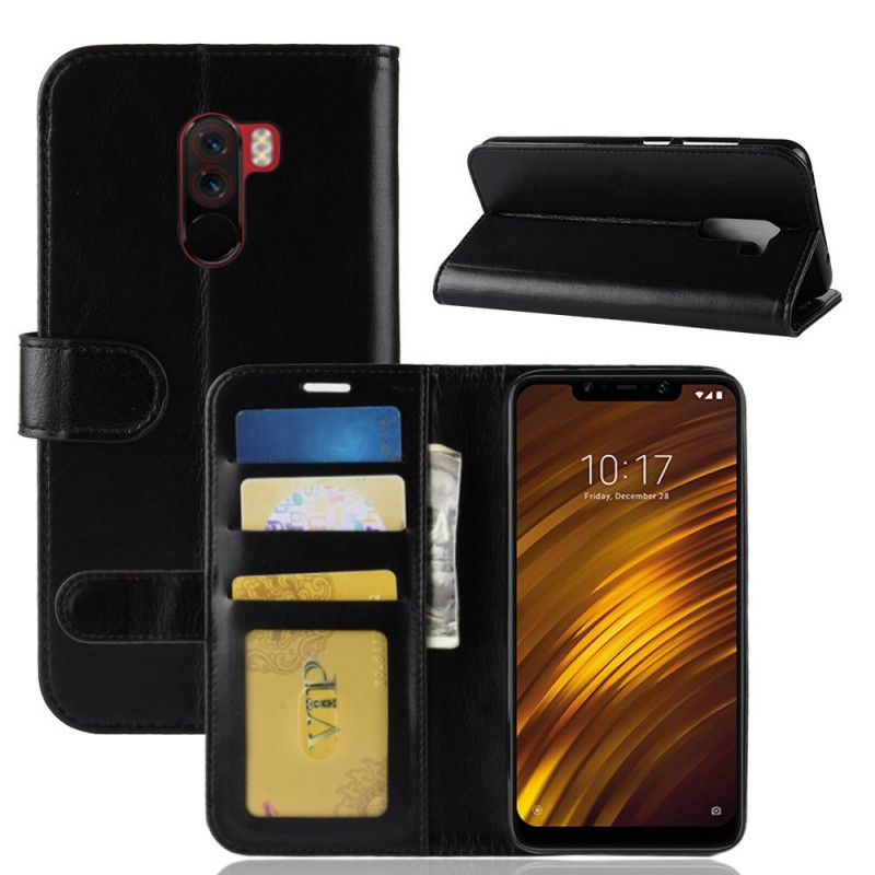 Lærdeksel Folio Deksel Xiaomi Pocophone F1 Svart Ultra Kunstlær