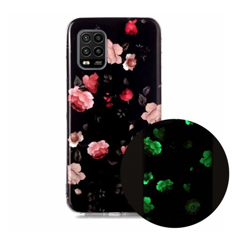 Deksel Xiaomi Mi 10 Lite Svart Fluorescerende Blomster