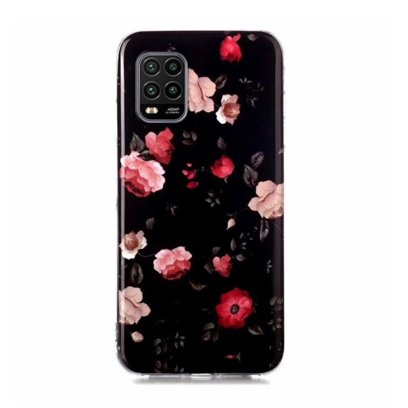 Deksel Xiaomi Mi 10 Lite Svart Fluorescerende Blomster