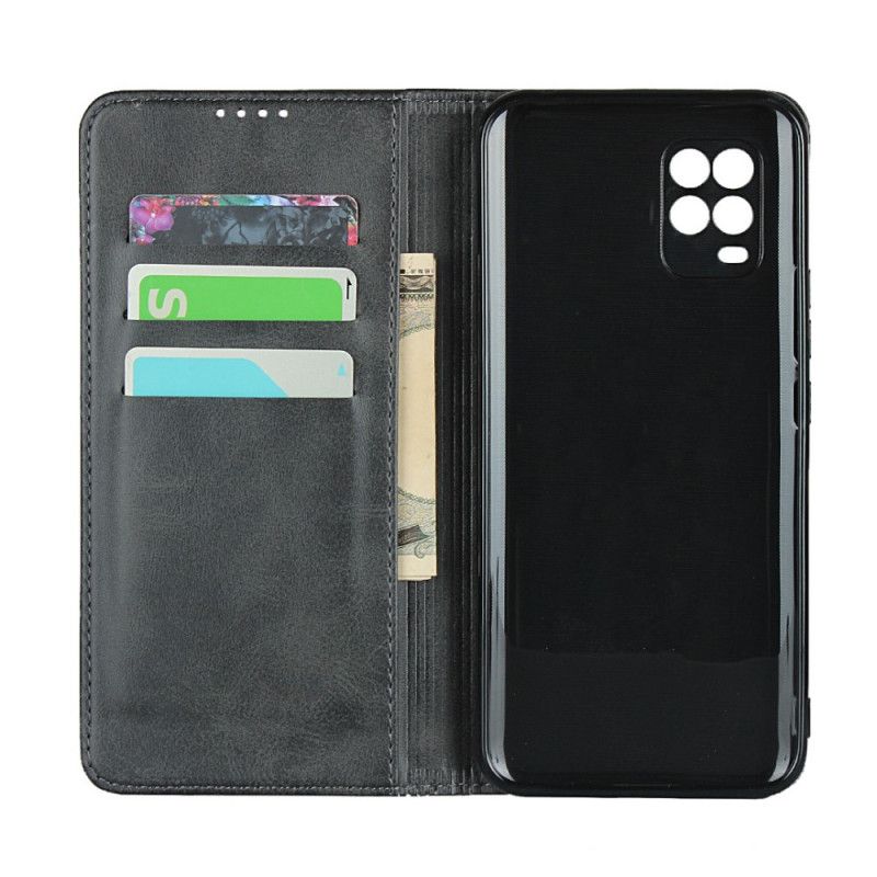 Folio Deksel for Xiaomi Mi 10 Lite Svart Elegant Delt Skinn