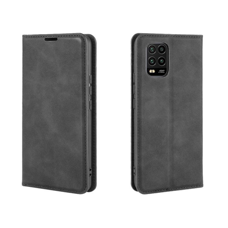 Folio Deksel for Xiaomi Mi 10 Lite Svart Silkemyk Skinneffekt