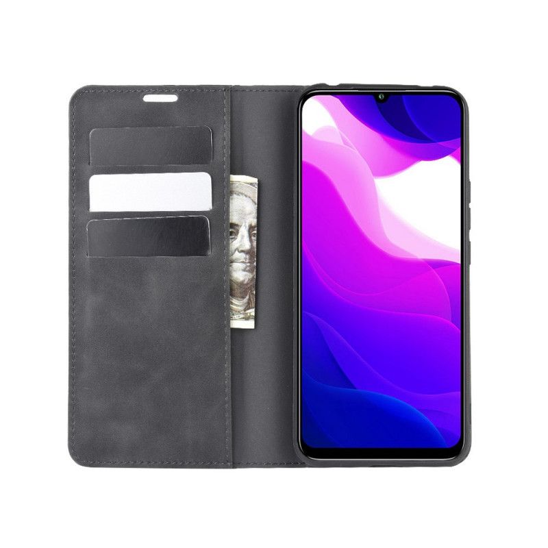 Folio Deksel for Xiaomi Mi 10 Lite Svart Silkemyk Skinneffekt