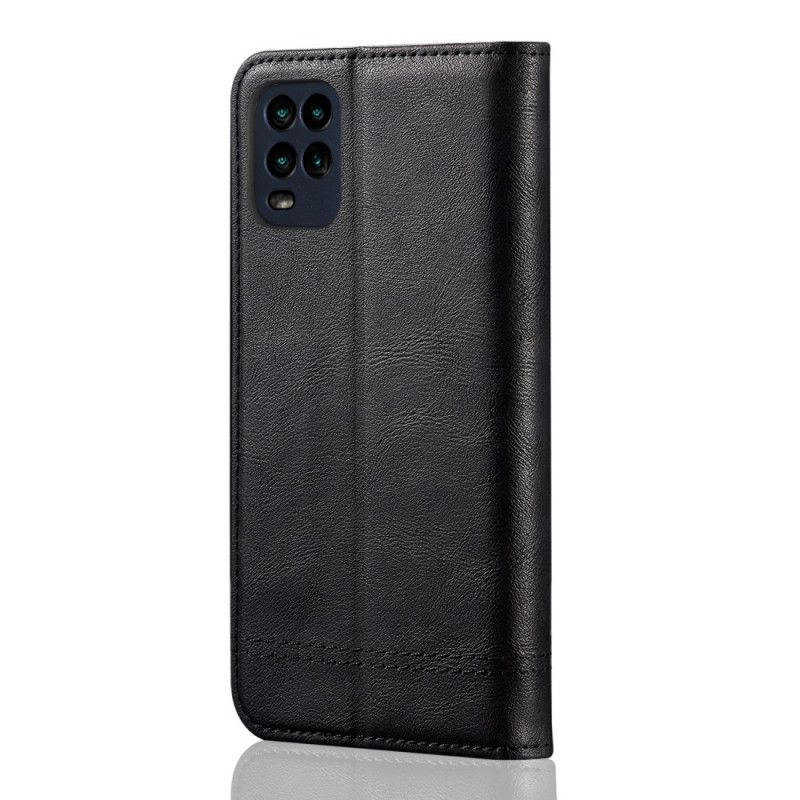 Folio Deksel for Xiaomi Mi 10 Lite Svart Sydd Skinneffekt