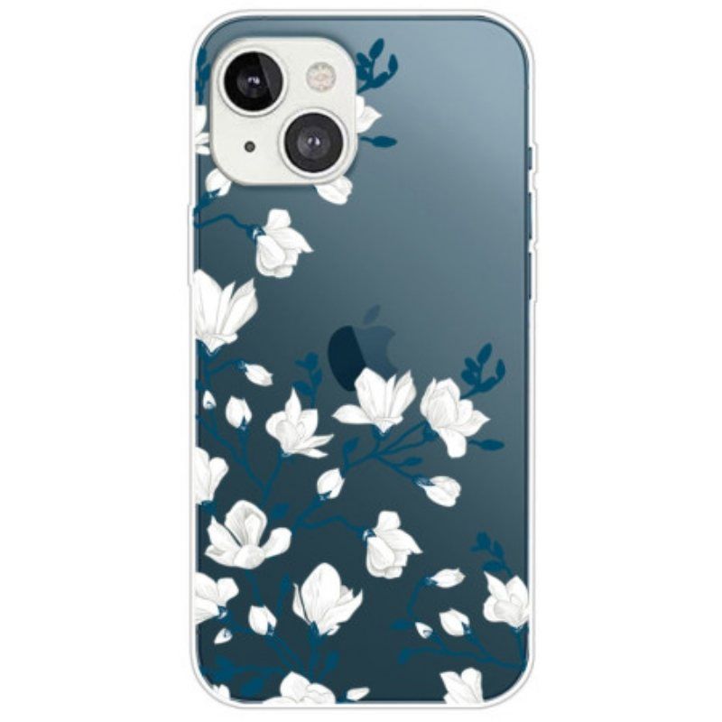 Deksel Til iPhone 14 Plus Hvite Blomster