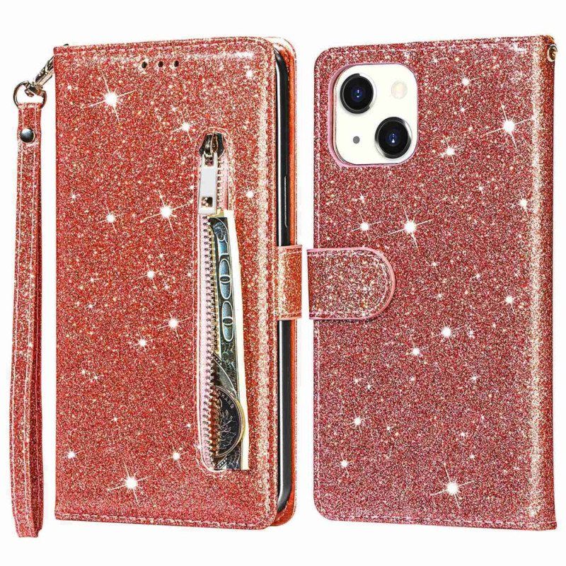 Folio Deksel Til iPhone 14 Plus Glitter Myntpung