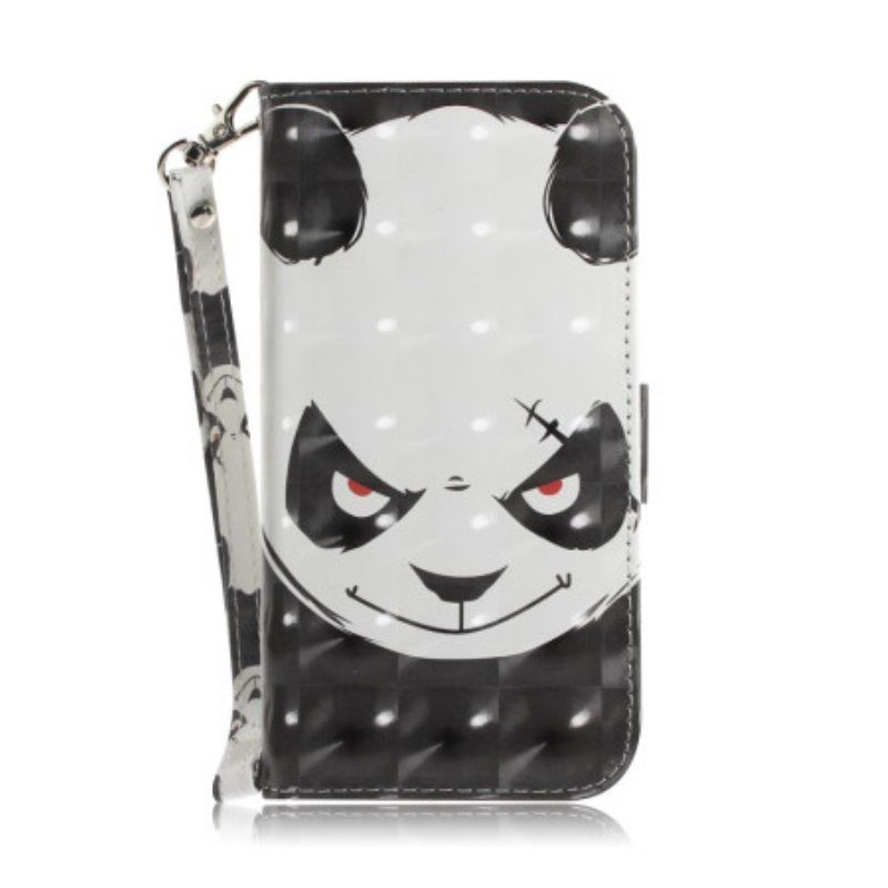 Lærdeksel Til iPhone 14 Plus Med Kjede Sint Panda Med Snor