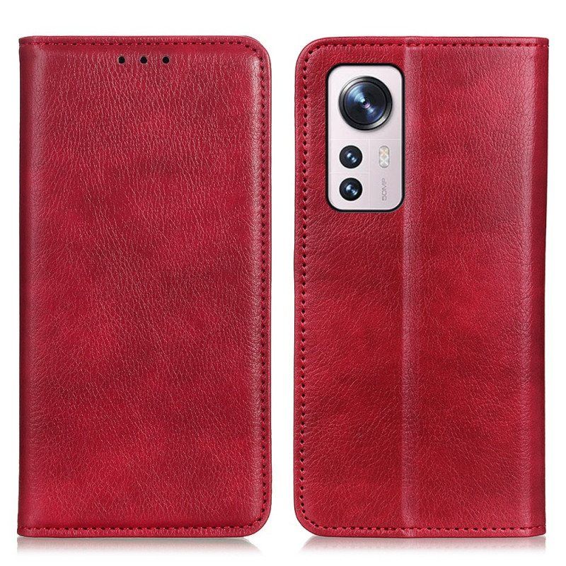 Beskyttelse Deksel Til Xiaomi 12 / 12X Folio Deksel Lychee Split Leather Texture