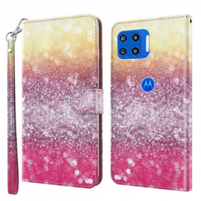 Folio Deksel Til Moto G 5g Plus Magenta Glitter Gradient