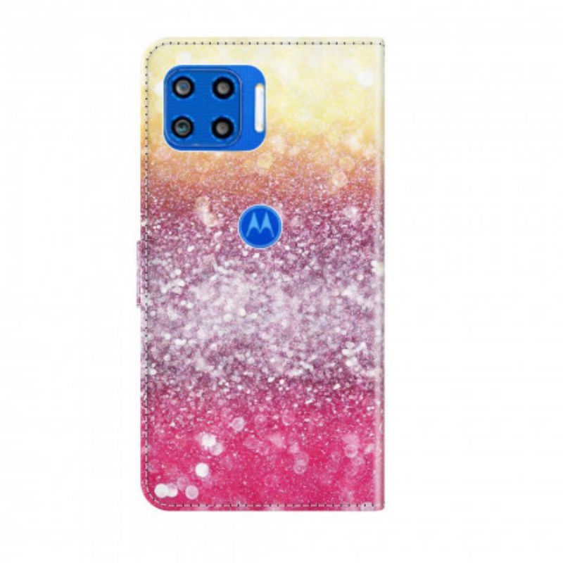 Folio Deksel Til Moto G 5g Plus Magenta Glitter Gradient