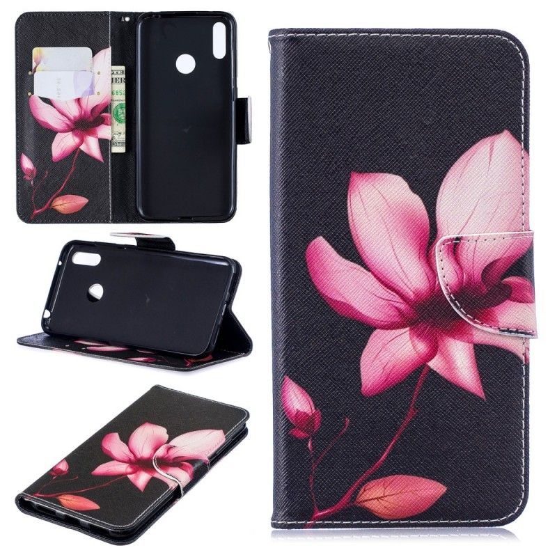 Folio Deksel for Huawei Y7 2019 Rosa Blomst