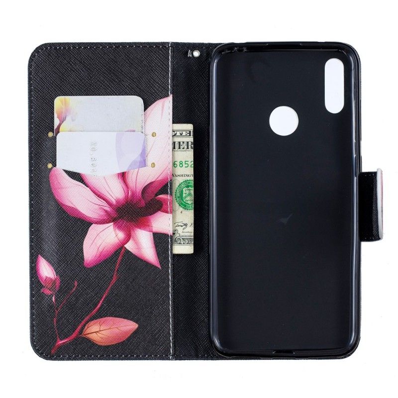 Folio Deksel for Huawei Y7 2019 Rosa Blomst