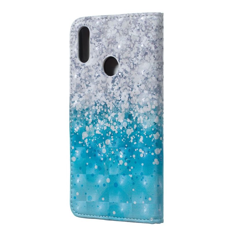 Lærdeksel Folio Deksel Huawei Y7 2019 Mobildeksel Gradientblått Glitter