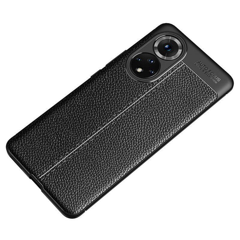 Deksel Til Honor 50 Pro Pro Double Line Litchi Leather Effect