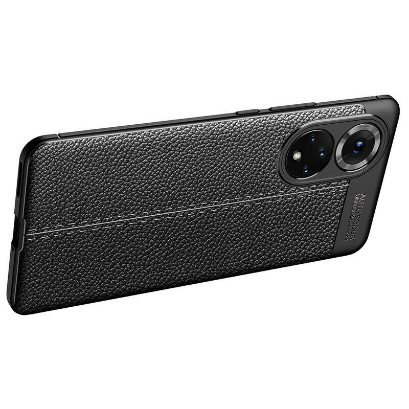 Deksel Til Honor 50 Pro Pro Double Line Litchi Leather Effect