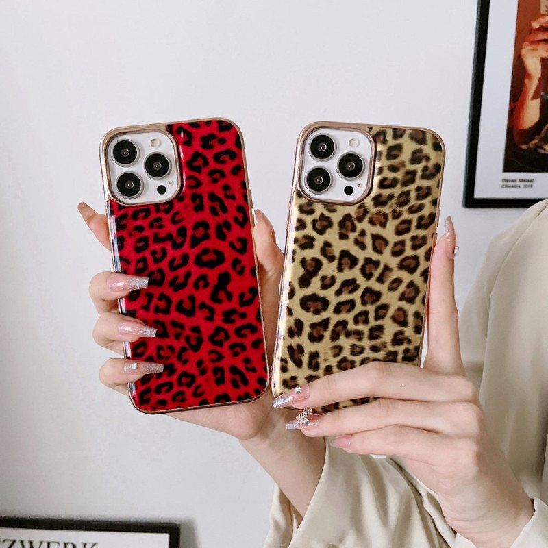 Deksel Til iPhone 14 Leopardhudeffekt