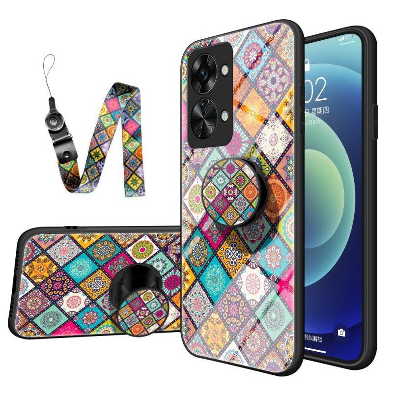 Deksel Til OnePlus Nord 2T 5G Patchwork Magnetisk Holder