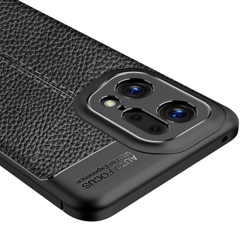 Deksel Til Oppo Find X5 Pro Dobbel Linje Litchi Leather Effect