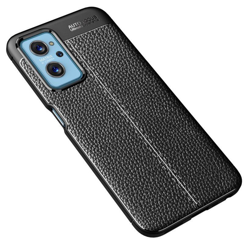 Deksel Til Realme 9i Dobbel Linje Litchi Leather Effect