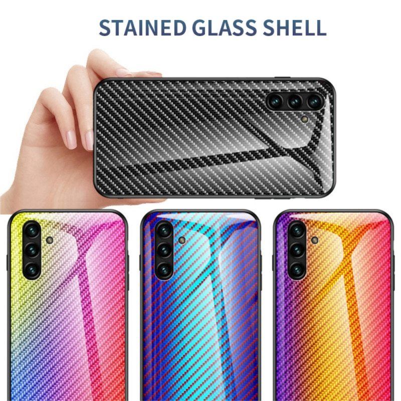 Deksel Til Samsung Galaxy A13 5G / A04s Karbonfiber Herdet Glass