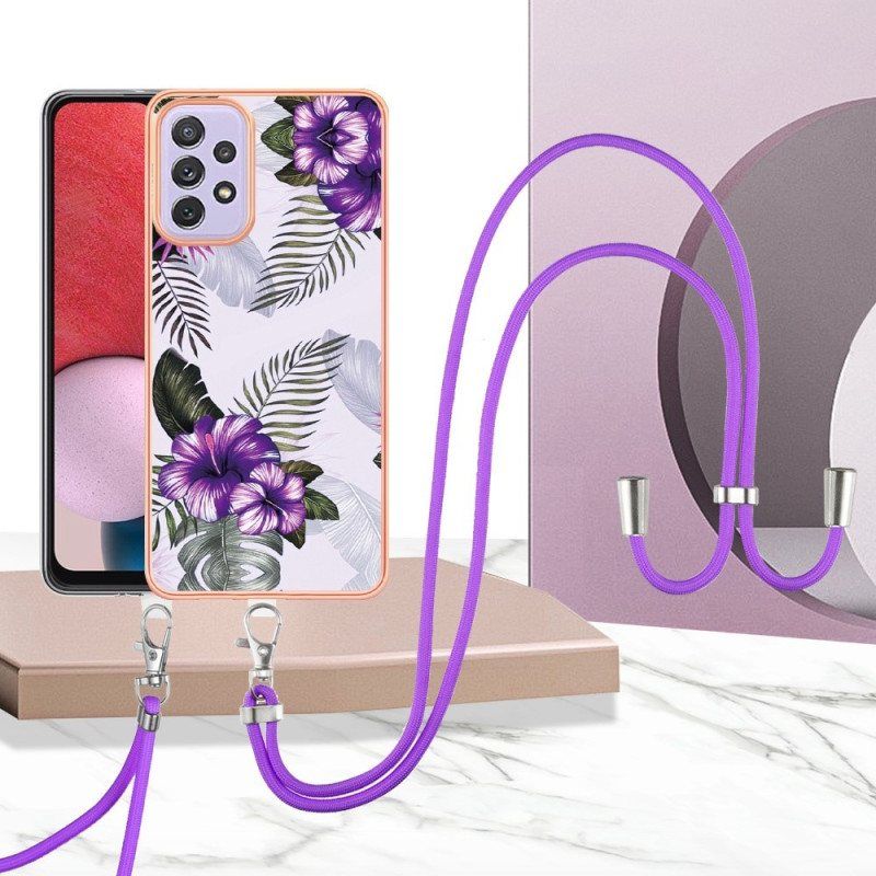 Deksel Til Samsung Galaxy A13 Med Snor Med Blomstersnor