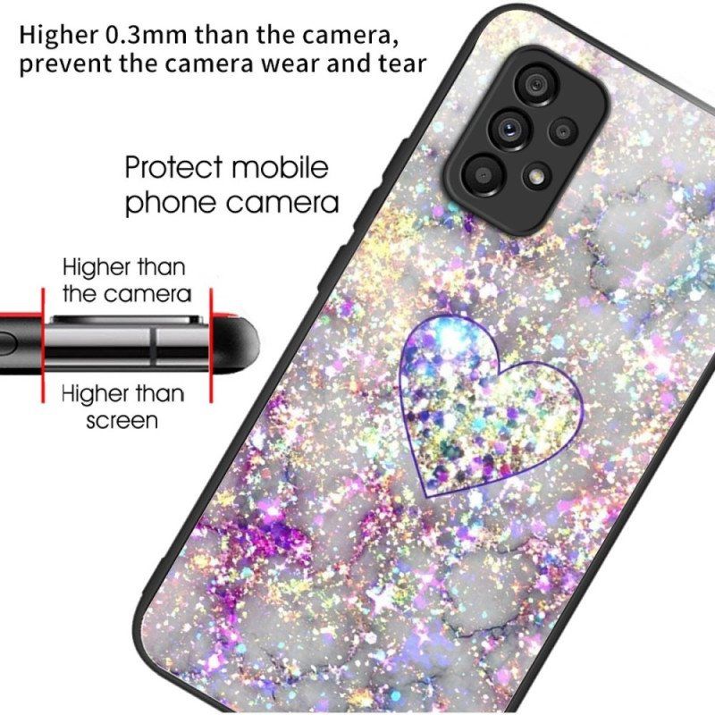 Deksel Til Samsung Galaxy A53 5G Glitterhjerteherdet Glass